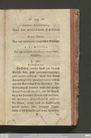 Zweite Abtheilung. Von den unmittelbaren Schlüssen.