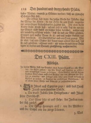 Der CXIII. Psalm. Alleluja.