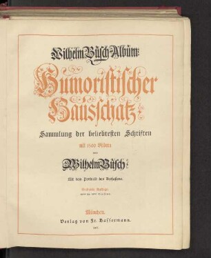 Humoristischer Hausschatz : Wilhelm-Busch-Album ; Sammlung der beliebtesten Schriften