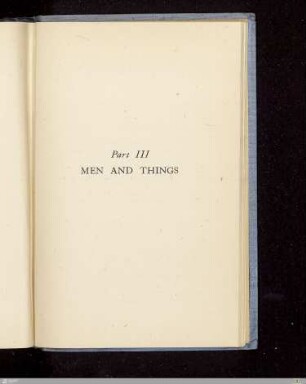 Part III - Men and things
