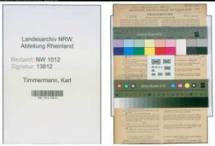 Entnazifizierung Karl Timmermann , geb. 24.01.1891 (Kaufmann)