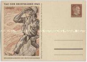 Postkarte zum Tag der Briefmarke 1942, Motiv Afrikakorps