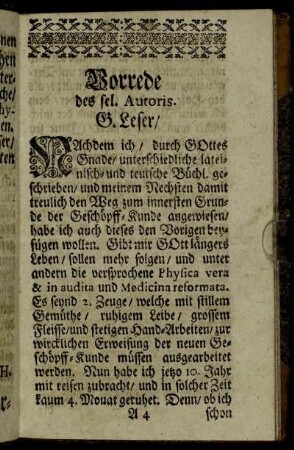 Vorrede des sel. Autoris.