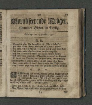 Nummer Söben un Dörtig. Mahndags den 14. December 1750