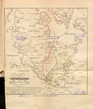 Karte der projectirten Eisenbahn zwischen Hamburg-Altona und Kiel.