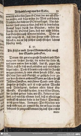 §. 57. Die Fehler und Unvollkommenheit muß der Glaube zudecken