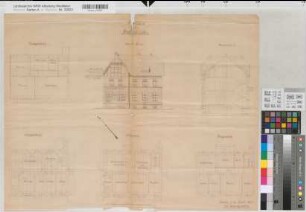 Grevenbrück (Lennestadt) Postamt Ansicht, Grundrisse, Schnitt 1903 1 : 100 55 x 72 Lichtpause Oberpostdirektion Dortmund Nr. 1651