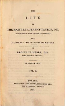 The Life of the Right Rev. Jremy Taylor : with a Critical Examination of his Writings. In Two Volumes, 2