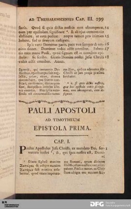 Pauli Apostoli ad Timotheum Epistola Prima.
