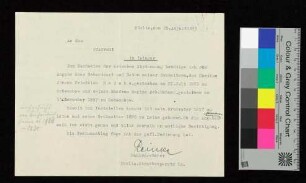 Schreiben an das Pfarramt in Isinger von Johannes Reinke