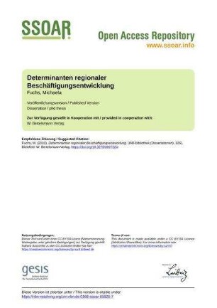 Determinanten regionaler Beschäftigungsentwicklung
