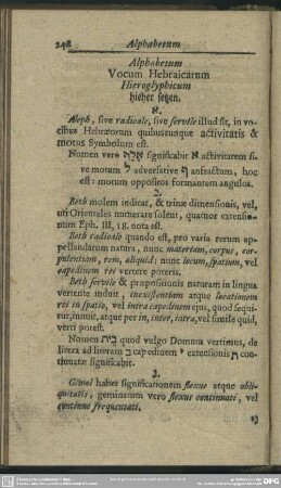 Alphabetum Vocum Hebraicarum Hieroglyphicum