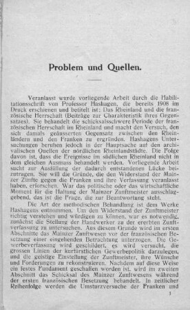 Problem und Quellen