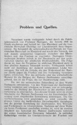 Problem und Quellen