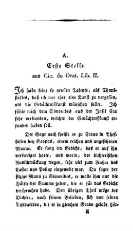 A. Erste Stelle aus Cic. de Orat. Lib. II.
