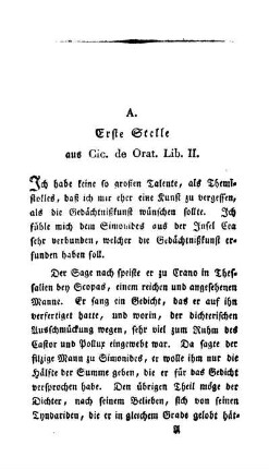 A. Erste Stelle aus Cic. de Orat. Lib. II.