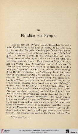III. Die Altäre von Olympia