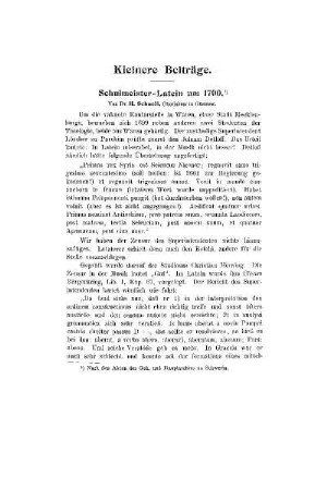 Schulmeister-Latein um 1700 : (Kleinere Beiträge)