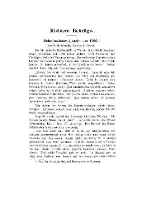 Schulmeister-Latein um 1700 : (Kleinere Beiträge)