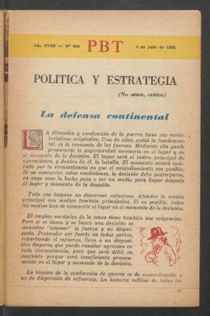 La defensa continental : Política y estrategia - (No ataco, crítico)