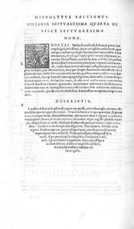 Historia Septuagesima Quarta. De Pisce Septuagesimo Nono