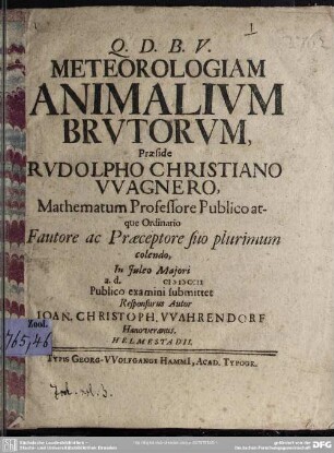 Meteorologiam Animalium Brutorum