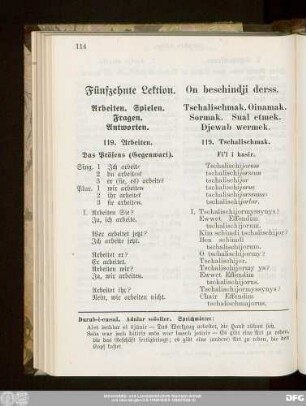Fünfzehnte Lektion. On beschindji derss.