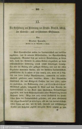 XX. Die Entstehung und Bedeutung von Brache, Dreesch, Wiese, der Getreide- und verschiedenen Obstnamen
