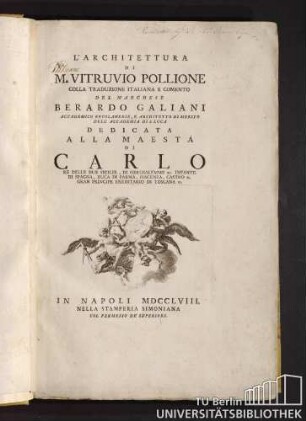L' Architettura di M. Vitruvio Pollione