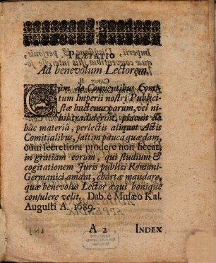 Ahasveri Fritschii, ICti & Cancellarii Schwarzburgici Dissertatio Iuris Publici, De Diaetis Comitum Imperii, (Von Graven-Tägen.)