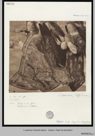 Portinari-Altar : Anbetung der Hirten, Heilige, Stifterfamilie