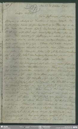 Eigenh. Brief von Friedrich von Schlegel an August Wilhelm von Schlegel, o.O., 27.10.1794
