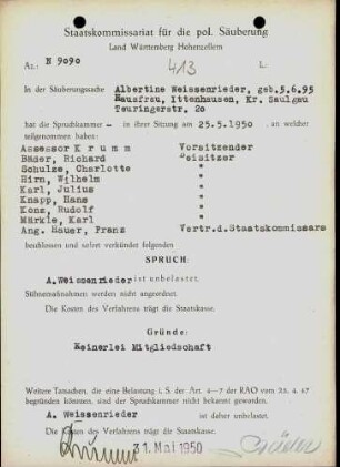 Weissenrieder, Albertine