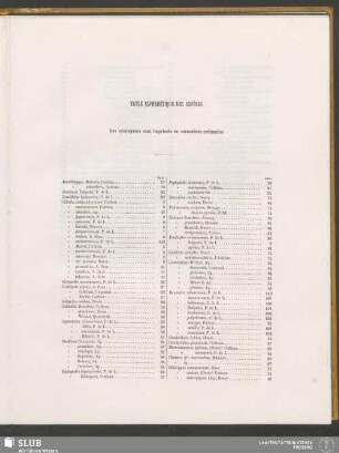 Table Alphabétique Des Espèces