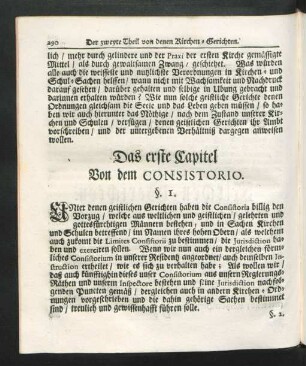 Das erste Capitel Von dem Consistorio