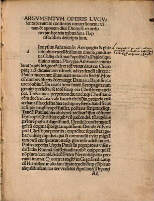 Baptiste Mantuani theologi libri tres absolutissimi de vita Dionysij Areopagite Galloru[m] apostoli