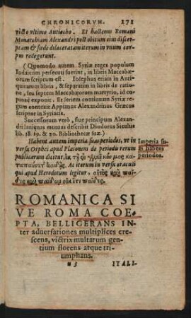 Romanica Sive Roma Coepta, Belligerans ...