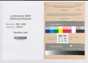 Entnazifizierung Karl Gensike, geb. 31.08.1905 (Postsekretaer)