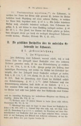 II. Die gesetzlichen Vorschriften über die materiellen Erfordernisse der Testamente.