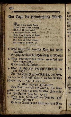Am Tage der Heimsuchung Mariä. - Am Michaelis-Feste.