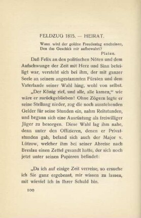 Feldzug 1815. Heirat