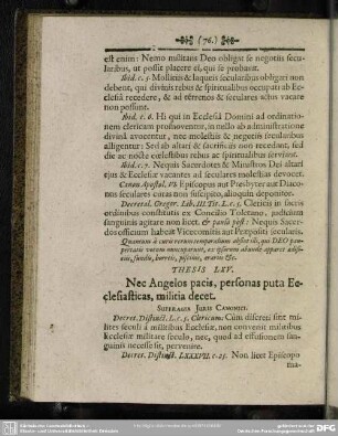 Thesis LXV. Nec Angelos pacis, personas puta Ecclesiasticas, militia decet
