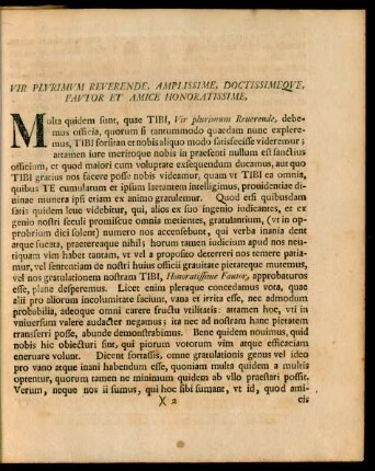 Vir Plurimum Reverende, Amplissime, Doctissimeque, Fautor Et Amice Honoratissime