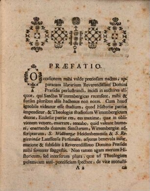 Diss. theol., hist.-polem. qua bigam sanctarum virginum, Wirtembergiae adscriptarum, Wallburgam Heidenheimensem et Regiswindam Lauffensem