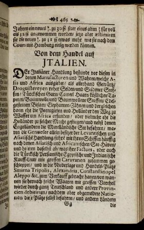 Von dem Handel auf Jtalien.