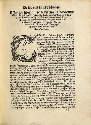 SACRIDOctoris Raymundi Lulii de secretis nature siue de quinta essentia Libellus