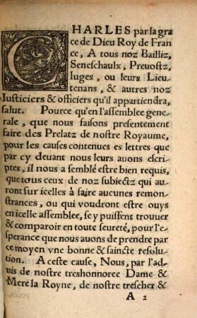 Mandement Dv Roy Nostre Sire à Monsieur le Seneschal de Lyon, ou à son Lieutenant