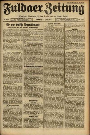 Erste Ausgabe vom Samstag, den 02. Juni 1923.