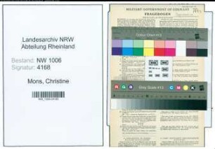 Entnazifizierung Christine Mons , geb. 11.12.1897 ()