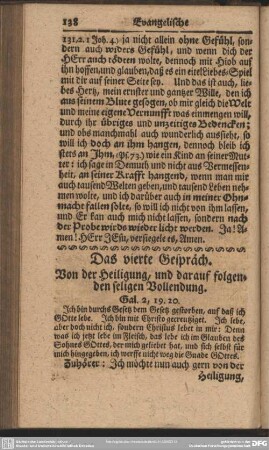Das vierte Gespräch. Von der Heiligung, und darauf folgenden seligen Vollendung